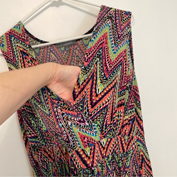 NY COLLECTION Plus Size Multicolor Sleeveless Maxi Dress Rainbow Chevron Stripe - Picture 8 of 15